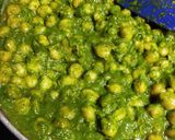 A picture of step 5 of Hariyali Chole masala (without onion garlic).