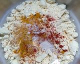 A picture of step 1 of Frying Besan papdi.