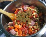 Une image de l'étape 14 de Soupe de pois chiches, carottes, poivron et lard.