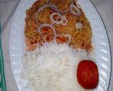 A picture of step 4 of Indomie with rice.