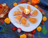 A picture of step 9 of Rose shaped Khajyache Layered Kanavla (CKP style).