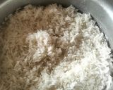 A picture of step 1 of Coconut rice with creamy green grams.