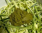 A picture of step 4 of Zucchini Spaghetti with Basil Pesto, Crumbled Feta, Almonds, and Pine Nuts.