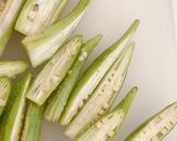 A picture of step 1 of Simmered Eggplant and Okra.