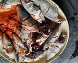 A picture of step 3 of Surmai and bangda fried fish.