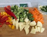 A picture of step 1 of Veggies Flan.