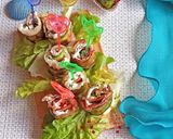 Pas rețetă Trandafiri din zucchini și bacon cu cremă de brânză 6 fotografie