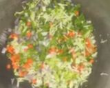 A picture of step 3 of Veg Schezwan rice.