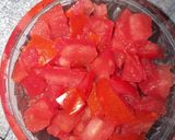 A picture of step 1 of Italian tomato bruschetta.