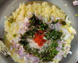 A picture of step 3 of Aloo pitika.