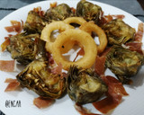 Foto del paso 8 de la receta: Alcachofas con jamón y salsa de queso manchego
