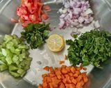 A picture of step 2 of Moong Moth Sprouts Chaat - Protein-Rich Weight Loss Healthy chaat.