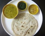 A picture of step 6 of Urad daal with Jowar roti.