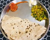 A picture of step 4 of Jowar Bhakari with vegetable.