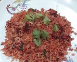 A picture of step 4 of Beetroot fried rice.