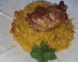 A picture of step 12 of Fried rice with fried chicken.