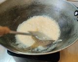 A picture of step 5 of Moong Dal Halwa.