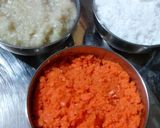 A picture of step 1 of Tiranga Dessert-Carrot Coconut Bottlegourd Halwa.