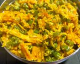 A picture of step 3 of Carrot and Beans Toran.