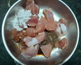 A picture of step 1 of Mongolian Chicken.