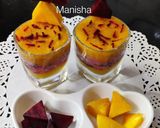 A picture of step 16 of Mango & Beetroot Sooji Halwa shots.