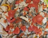 A picture of step 7 of Layered Chicken, mushroom and Parma ham bake 😀.