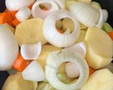 A picture of step 1 of Vegetable Cream Soup and Vegetable Broth in One Recipe.