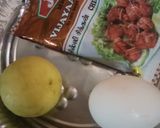 A picture of step 6 of Egg Biriyani, cauliflor chilli,potato fried with Badam Drink.