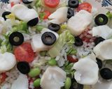 Foto del paso 7 de la receta: Ensalada de arroz con edamame y merluza