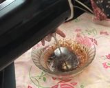 A picture of step 2 of Mango with coffee ice cream.