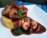 Foto del paso 1 de la receta: Causa a base de Salsa Madre con Langostinos al Ostión👍🇵🇪