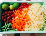 รูปขั้นตอนการทำที่ 1 ของ ส้มตำปลาร้าทรงเครื่อง, ส้มตำไทย