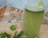A picture of step 3 of Mint lemonade (without soda).