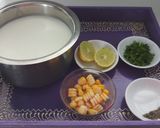 A picture of step 1 of Paneer whey/ stalk soup.