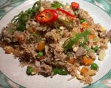 A picture of step 4 of Fried rice with leftover duck.