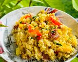 A picture of step 6 of Millet porridge with bacon and vegetables in a multicooker.