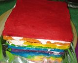 Foto langkah ke 5 dari resep Rainbow Cake irit telur.
