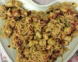 A picture of step 3 of Maggi sausages biryani.