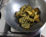 A picture of step 2 of Shallow fried Arbi Patra.