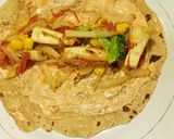 A picture of step 6 of Peri Peri Mayo Vegetable Wrap.