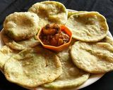 A picture of step 12 of Peas Kachori & Dum Aloo...Bengali style.