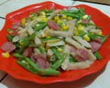 Foto langkah ke 6 dari resep Tumis buncis,jagung,baso,sosis.