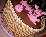Foto del paso 15 de la receta: Pastel mármol con temática de cerditos 🐷🍰🎂