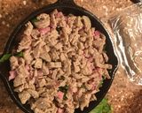 A picture of step 6 of Skillet Meat lovers Pizza for one.