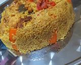 A picture of step 10 of Maqluba (the upside- down pot).
