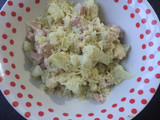 Pastas de coliflor en salsa blanca
