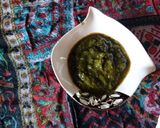 A picture of step 3 of Potato paratha with mint chattny and cucumber raita.