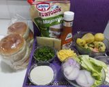 A picture of step 1 of Paneer aloo double patty cheese burger.