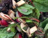 A picture of step 6 of Radish and Mushroom Mixed Leaf Salad,.