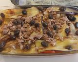 Foto del paso 6 de la receta Ensalada templada de tomate rosa, berenjena y jamón